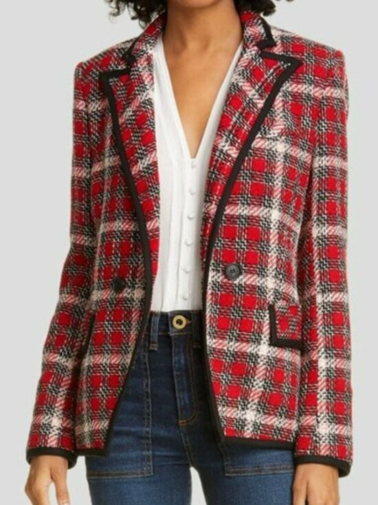 Veronica Beard Jackets & Blazers - Veronica Beard Harriet Red Black Tweed Double Breasted Dickey Blazer Jacket 4